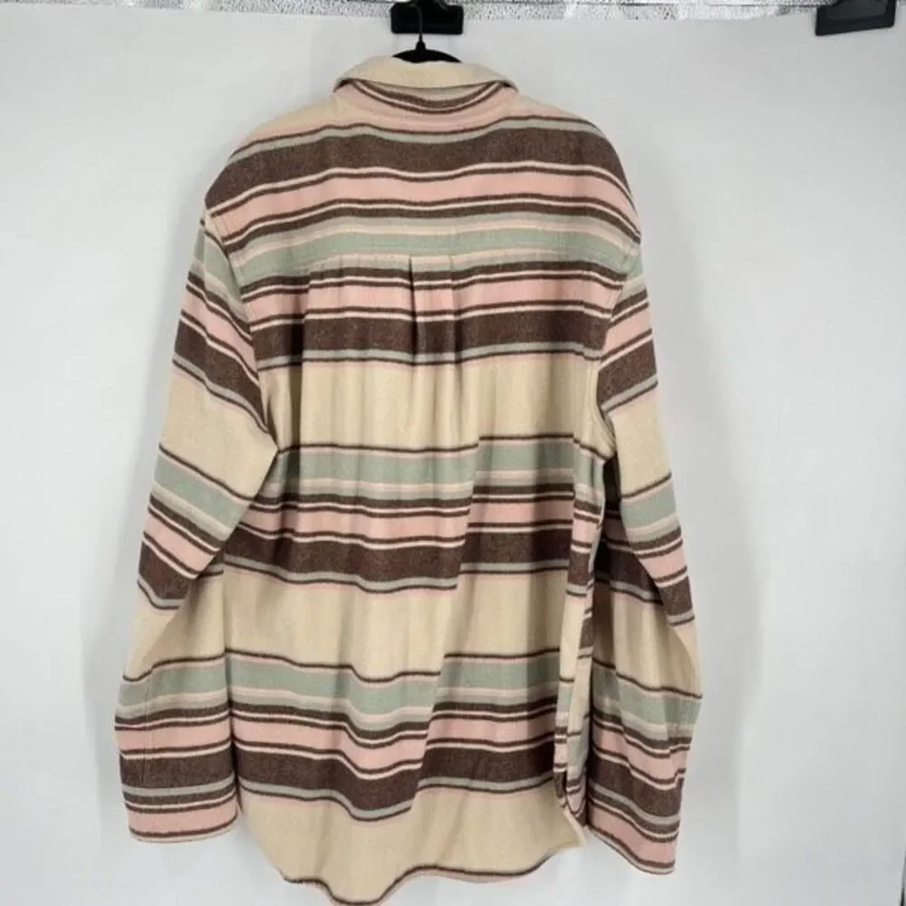 BDG Urban Outfitters Mens Striped Long Sleeve Button-Up Shirt Multi-Color Medium - Picture 6 of 9